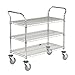 Nexel 3 Wire Shelves Utility Cart, Polyurethane Wheel Casters (2 W/Brakes), 21"W x 42"L