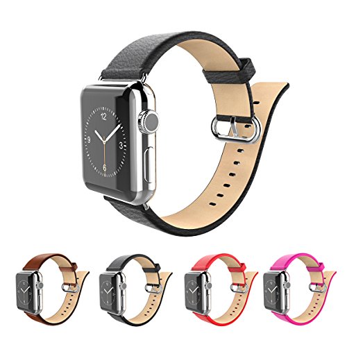 Apple watch band,fullmosa (tm) lichi calf leather strap replaceme…