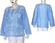 Ladies Shirt Cotton Long Sleeve Top Blouse Chikan Embroidery Size XL (ctop434)
