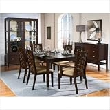 Moxi 7 Piece Rectangular Leg Dining Room Set with Weave Chairs in Java