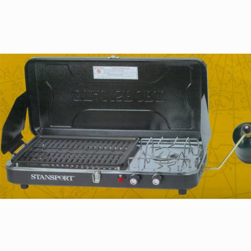 Propane Powered Portable Camp Stove and Grill Camping Grill Outdoor Cooking Combination