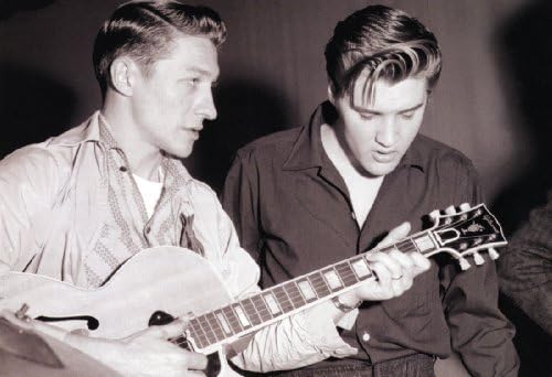 Elvis Presley Poster w/ Guitarist Scotty Moore Poster, in the Studio, Music Legends