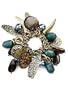 Antique Style Gold Charm and Green Bead Stretch Bracelet