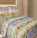 Full Microfiber Kids Trucks and Airplanes Comforter Set