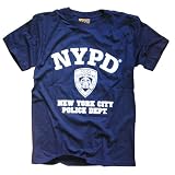 NYPD T-SHIRT, Officially Licensed Crewneck New York Police Department Athletic Tee, Navy