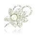 Voberry® New Arrival Vintage Style Silver Plated Clear Rhinestone Crystal Diamante Brooches Pins Pearl Center Bow Brooch