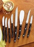 Model 1810 CUTCO Studio +4 Set with Honey Solid Oak Block. Direct from CUTCO in Factory-Sealed Box. 8 High Carbon Stainless knives with classic dark brown handles (often called 