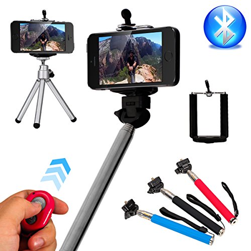 XCSOURCE® 4in1 Extendable Camera Selfie Self Portrait Set Portable Monopod + Phone Mount Holder + Tripod + Bluetooth Wireless Shutter Remote Control for iPhone 5s/ 5c /5/ 4s/ 4 ,Samsung Galaxy S5/S4/S3, Note 2 ,Note 3, HTC One M8/M7, Google Nexus 5/4 And More Smartphones DC495