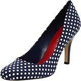 Nine West Women's Ambitious Pump,Navy/White Fabric,9.5 M US