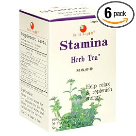 Health King  Stamina Herb Tea, Teabags, 20-Count Box (Pack of 6)