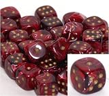 Vortex Dice 12mm d6 Burgundy/gold Pipped Dice