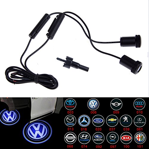 Sunsbell VW Logo LED Door Light For VW Car Super Bright Car Door LED Night Vision Projector Projection Light Welcome Logo Shadow Ghost Light Door Step Courtesy Light