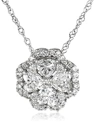 White-Gold Diamond Flower Pendant Necklace (0.8cttw, G-H Color, I1 Clarity), 17"