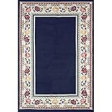 Nejad Rugs Bucks County - Border Rug 3 x 6 Runner Navy/Ivory Area Rug