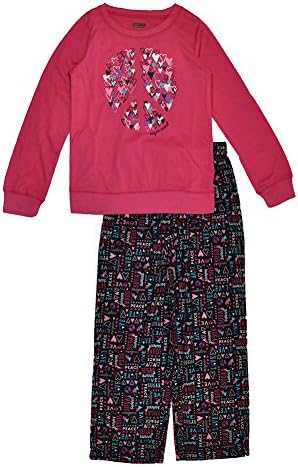 Sugar Sweet Couture Big Girls Pink & Black Printed 2pc Pajama Pant Set (14/16)