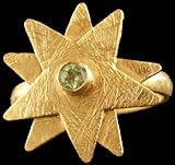 Faceted Peridot Gold Plated Star Ring - Sterling Silver