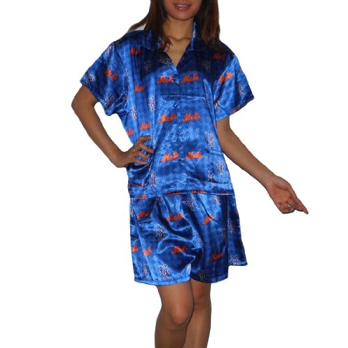 MLB New York Mets Womens Gorgeous Pajama / Loungewear Set - Blue & Orange (Size: XL)