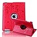 HDE iPad 2 iPad 3 iPad 4 Rotating Case 360 Degree Magnetic Cover Stand for 2nd 3rd 4th Generation iPad (Red Cartoon)