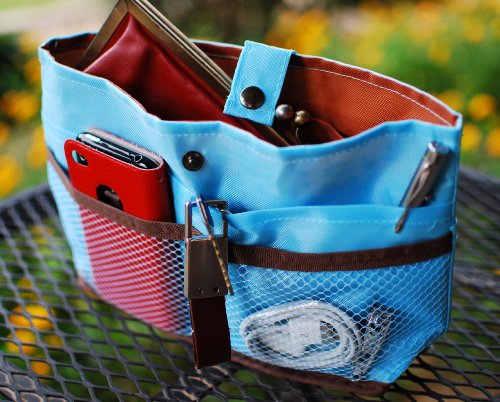 iGet (TM) Purse Organizer Insert Makeup Bag Cosmetic Travel Handbag (BLUE)