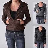 Ci Sono by Adi Juniors Faux Leather Wool Collar Jacket