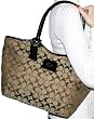 Authentic Coach Khaki Signature Bleecker Black Tote Handbag 14385