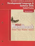 Holt Handbook Developmental Language & Sentence Skills Guided Practice Second Course Teacher's Notes & Answer Key