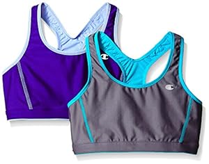 Champion Women's 2-Pack Reversible Racerback Sport Bra,Purple Haze/Hurricane/Medium Gray/Robins Egg,Medium