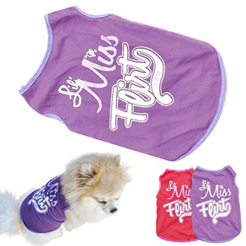 Small Dog Shirt, Voberry Fashion Pet Puppy Clothes Funny Cotton Costumes Pet Dog Cat Cute Quote T Shirt (XS, Purple)