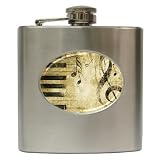 Hip Flask 6 oz. of Grunge Music with Piano Keys Treble Clef and Notes