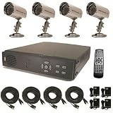 USA Security Store --- CCTV 4 Sharp CCD Day/Night Vision Color Cameras with 4 CH Security Surveillance DVR System Built-in 500GB HDD, Included 4x65FT video cables and Power Supplies KIT