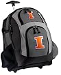 University of Illinois Rolling Backpack Deluxe Gray Fighting Illini Logo - Our Best Backpacks Bags with Wheels or School Trolley Bags Carry-Ons - Unique Gifts
