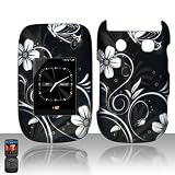 Rubberized Black Silver Vine Flower Butterfly Snap on Design Case Hard Case Skin Cover Faceplate for Blackberry Style 9670