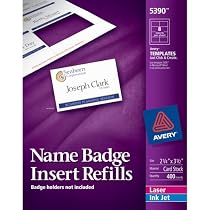Avery Name Badge Inserts, 2.25 x 3.5 Inches, Box of 400 (05390)
