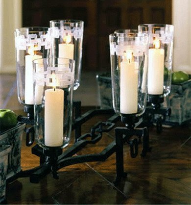 Square Chain Six Lite Table Candelabra