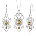 Jewelry : Gorgeously Sophisticated 3.50 carats Oval & Round Shape Citrine Pendant Earrings Set in Sterling Silver