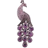 Vintage Style Amethyst Purple Peacock Austrian Crystal Bird Pin Brooch