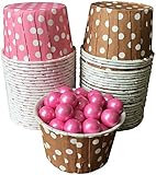 Outside the Box Papers Polka Dot Candy Nut Cups 48 Pack Pink, Brown