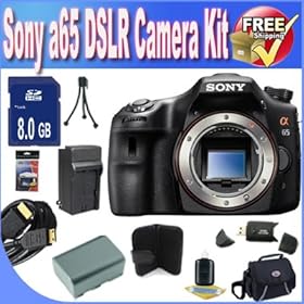 Sony A65 24.3 MP Translucent Mirror Digital SLR Body + 8GB SDHC Memory + Extended Life Battery + Ac/Dc Rapid Charger + USB Card Reader + Memory Card Wallet + Deluxe Case w/Strap + Mini HDMI to HDMI Cable + Accessory Saver Bundle!