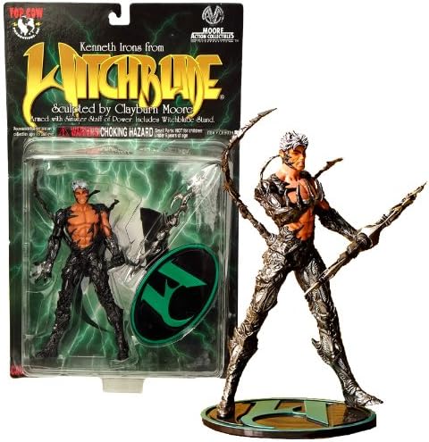 Witchblade Top Cow Year 1998 Moore Action Collectibles Series 6 Inch Tall Action Figure - KENNETH IRONS with Sinister Staff of Power and Display Stand