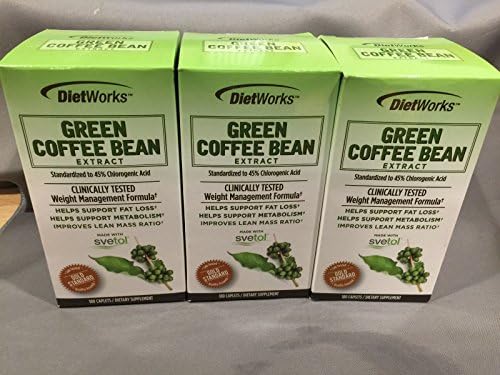 DietWorks Green Coffee Bean Extract 180 Caplets Made with Svetol 3 Bottles