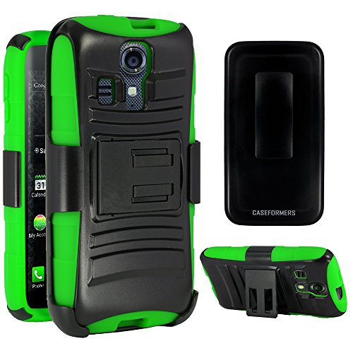 Kyocera Hydro Icon Case, CASEFORMERS Duo Armor GREEN for Kyocera Hydro Icon Combo Case with Stand and Holster