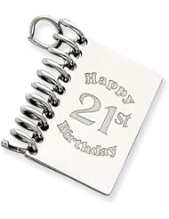 Sterling Silver Personalizable 21st Birthday Book Charm
