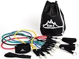 Black Mountain Products Resistance Band Set with Door Anchor, Ankle Strap, Exercise Chart, and Resistance Band Carrying Case