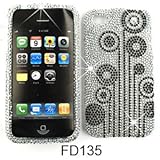 Apple iPhone 4 (AT&T/Verizon) Full Diamond Crystal, Black Flowers on White  ....