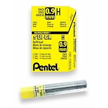 Pentel Super Hi-Polymer Lead Refill, 0.9mm Thick, H, 180 Pieces of Lead (50-9-H)