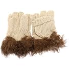 Ladies/Womens Capped Fingerless Winter Gloves With Faux Fur