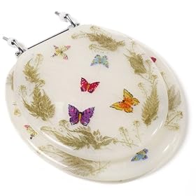 Comfort Seats C1B6R9-BFCH Acrylic Toilet Seat with Chrome Hinges, Round, Butterflies by Comfort Seats