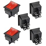SODIAL(R)5 xレッドイルミネーションライトのオン/オフDPSTボートロッカースイッチ16A/250V 20A/125V AC