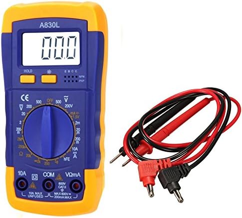 Itinlu DMM Digital Multimeter A830L Ammeter Multitester Voltmeter Megohmmeter Ohmmeter hFE Current Tester with LCD Backlight (Blue&amp;Yellow)