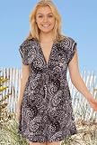 Beach Belle® Whitehaven Beach Plus Size Cap Sleeve Empire Plunge Tunic - Women's Swimwear Plus Size Swimsuit